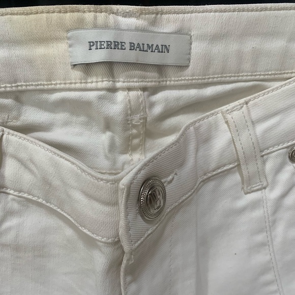 Pierre Balmain White Denim Biker Jeans - Picture 2 of 5